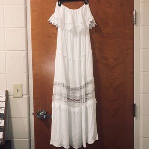 Forever 21 Strapless White Maxi-Dress